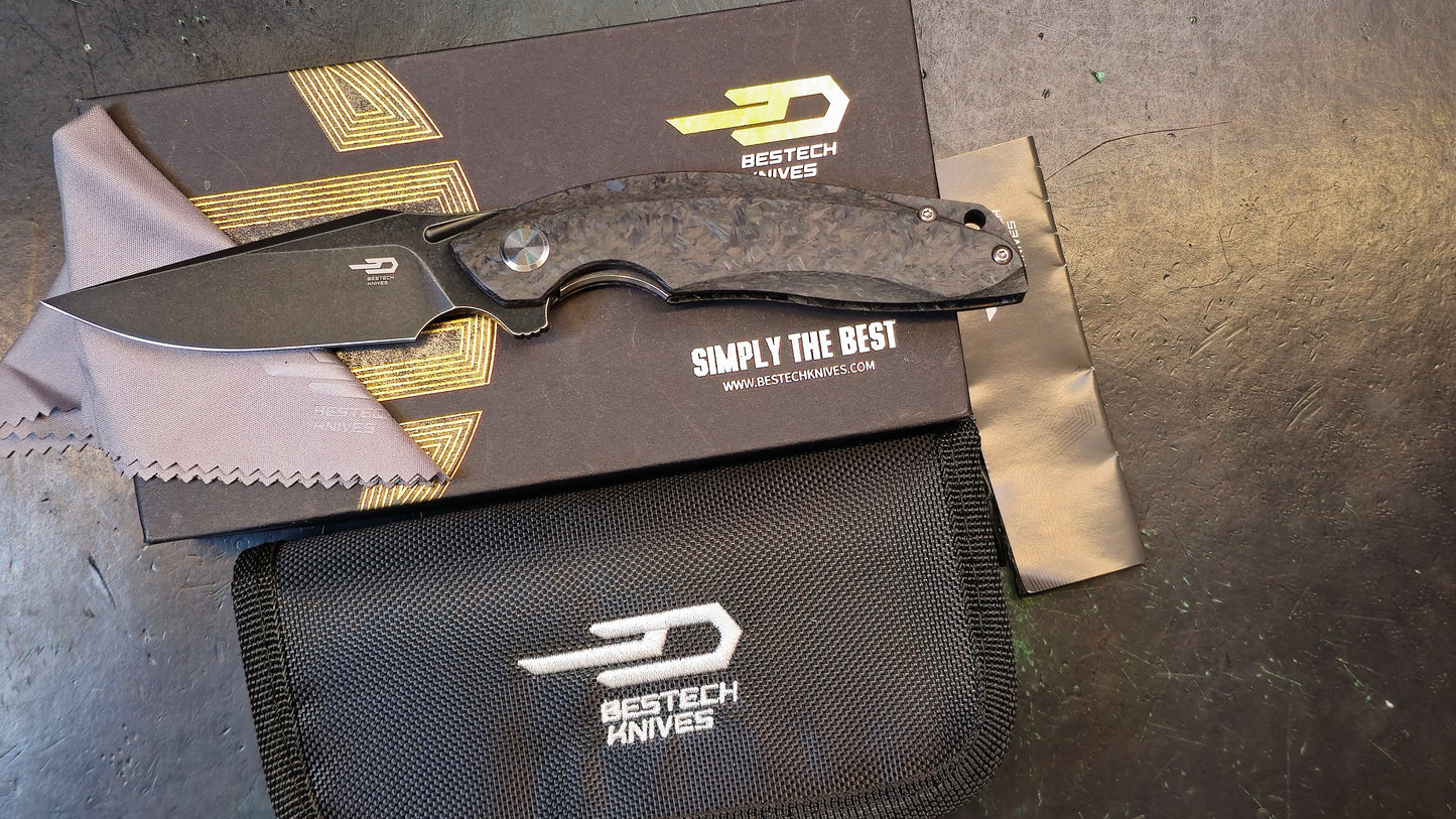 BESTECH GHOST BT1905D Carbon Fiber Handle: 3.27" S35VN Blade (OPEN BOX)