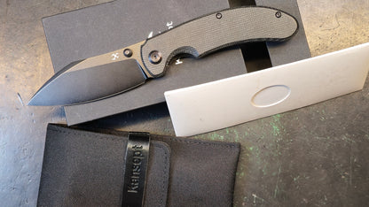 Kansept Nesstreet Black Micarta Handle S35VN Plain Edge Black Stonewash (USED)