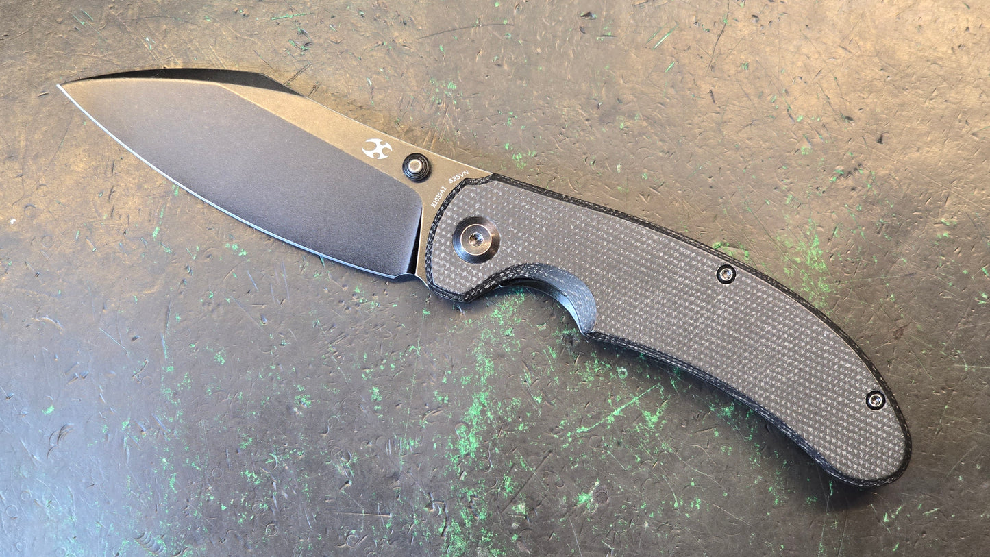 Kansept Nesstreet Black Micarta Handle S35VN Plain Edge Black Stonewash (USED)