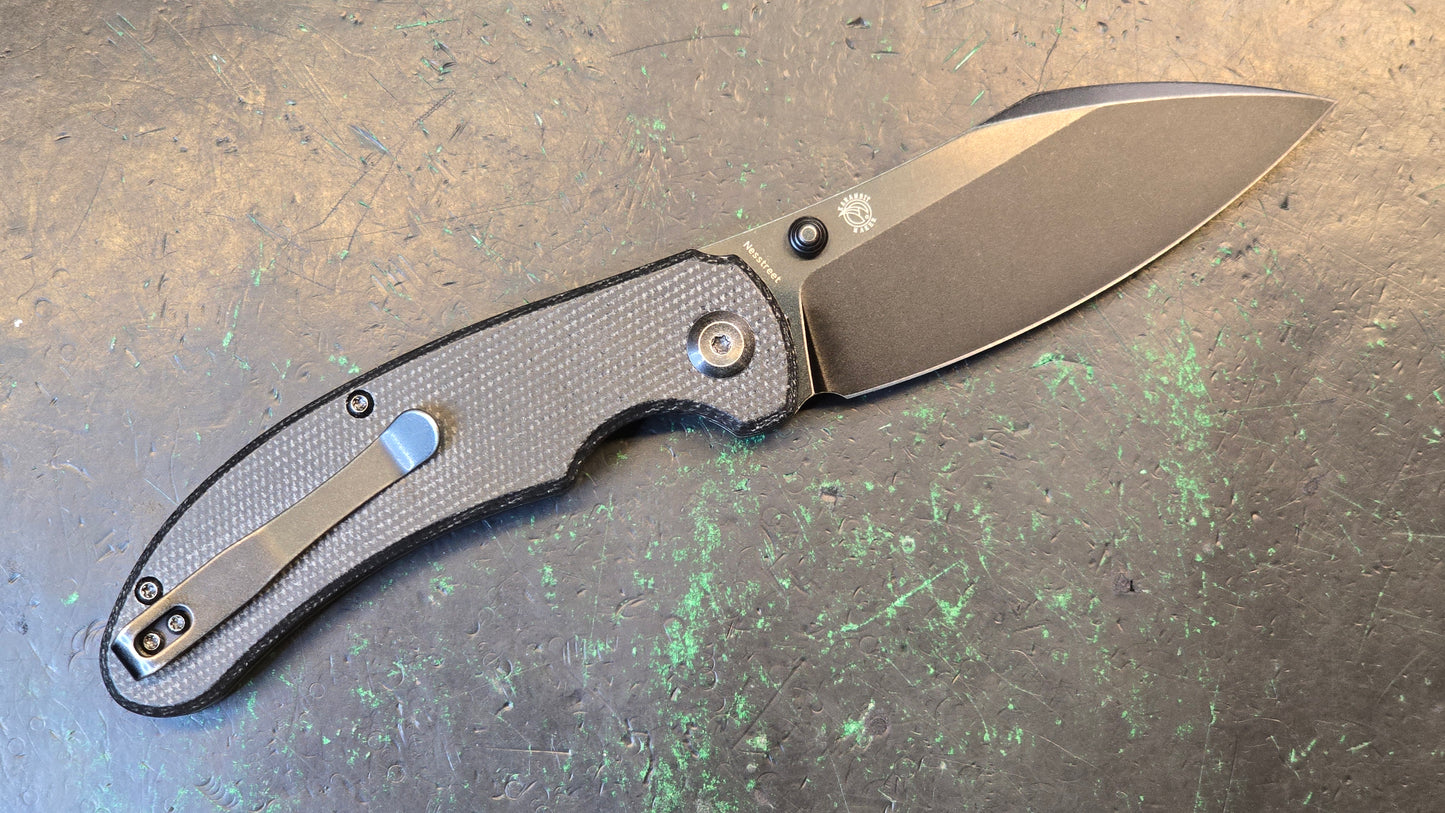 Kansept Nesstreet Black Micarta Handle S35VN Plain Edge Black Stonewash (USED)