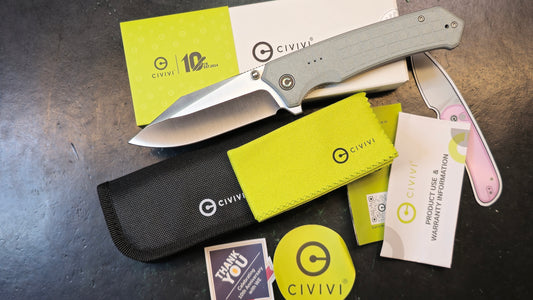 Civivi Tacticorix Gray Shredded G10 Handle Nitro-V Plain Edge Satin Finish (CLOSEOUT - OPEN BOX)