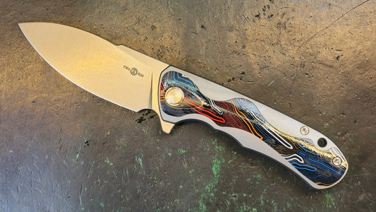 TwoSun TS511 Titanium/Color G10 M390 Plain Edge Stonewash Finish (NEW-CLOSEOUT)