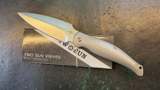 TwoSun TS248 Gray Titanium Handle D2 Plain Edge (NIB - CLOSEOUT)