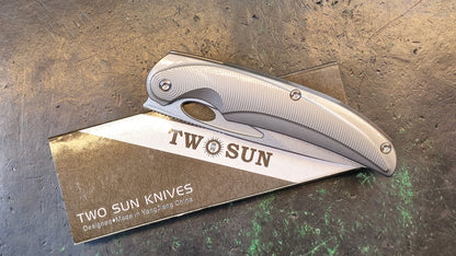 TwoSun TS455 Sandwashed Gray Titanium Handle 14C28N Plain Edge