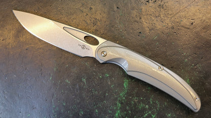 TwoSun TS455 Sandwashed Gray Titanium Handle 14C28N Plain Edge