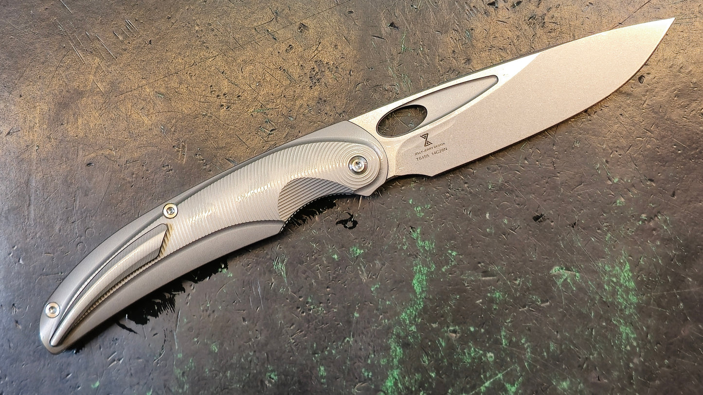 TwoSun TS455 Sandwashed Gray Titanium Handle 14C28N Plain Edge