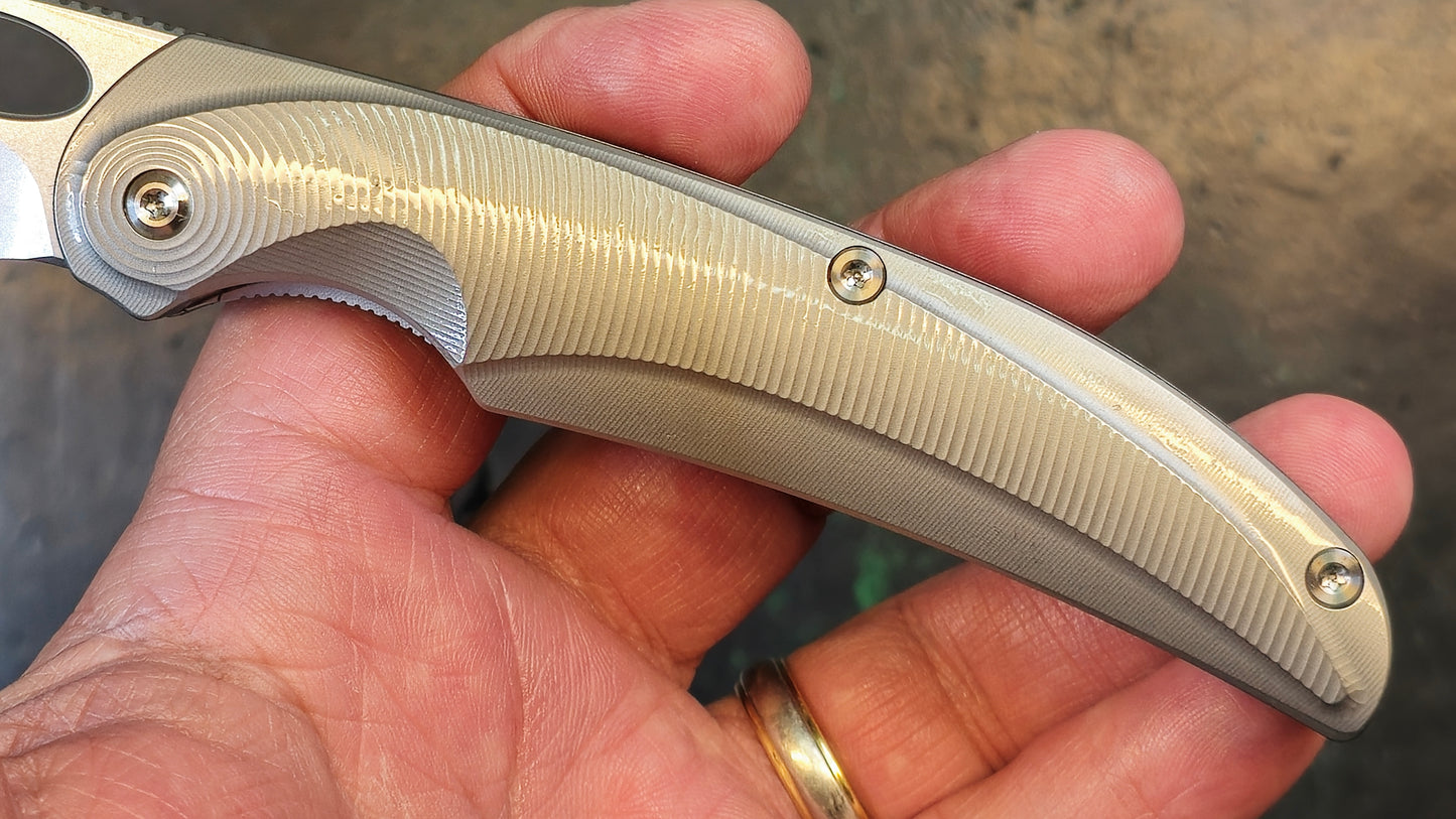 TwoSun TS455 Sandwashed Gray Titanium Handle 14C28N Plain Edge