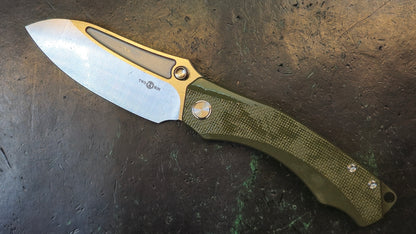 Twosun TS425 K110 Blade Green G10 Handle Plain Edge (NEW)