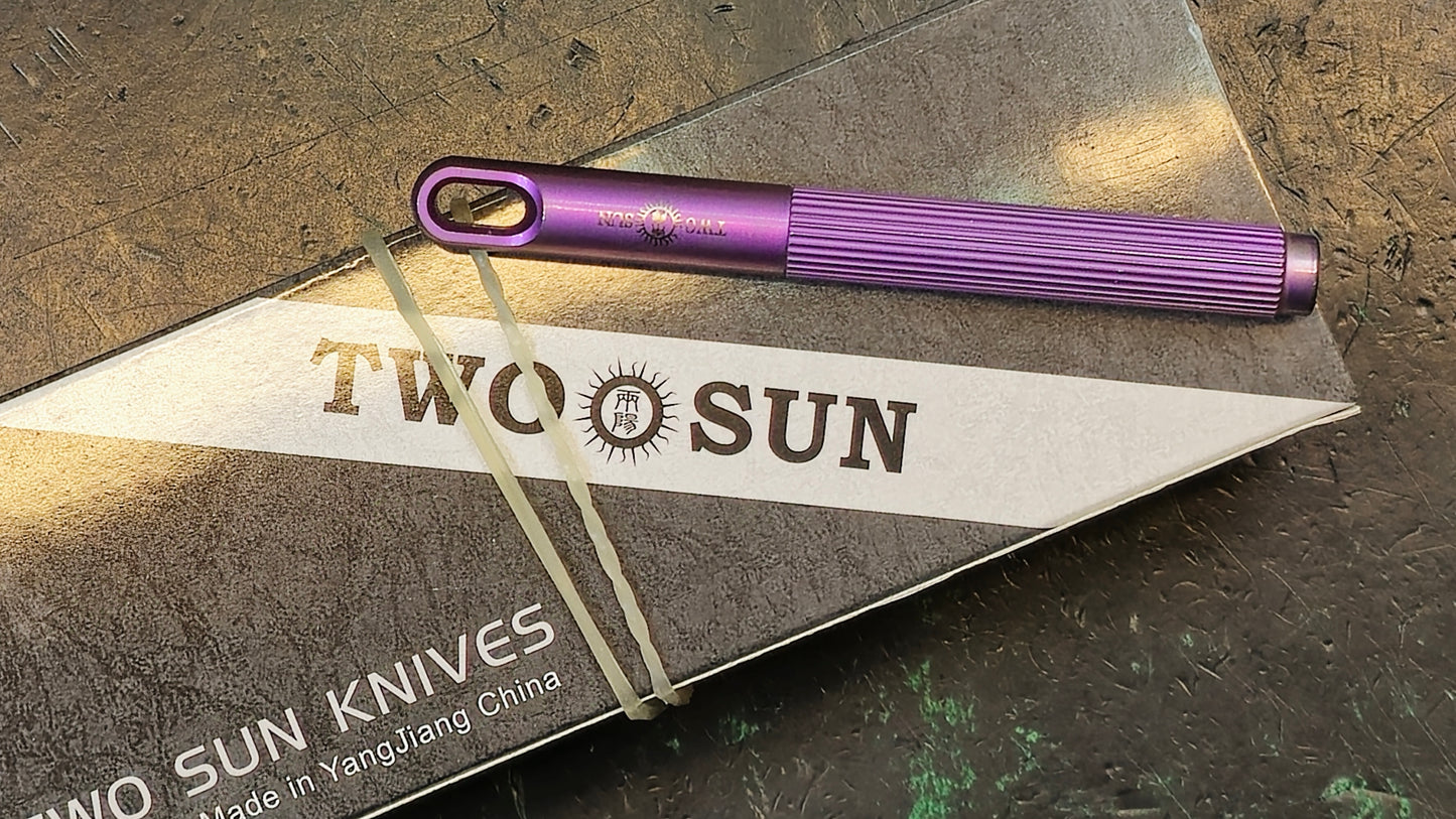 TWOSUN PEN42-Purple MINI TACTICAL LOCK KEY RING PEN TITANIUM BODY BLACK INK (NIB - CLOSEOUT)