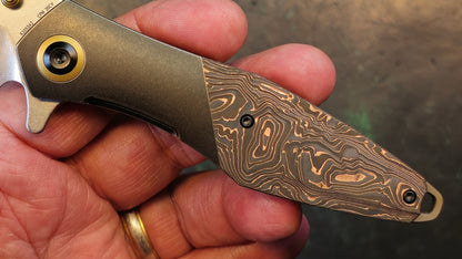 Kansept Mistaken Folding Knife Titanium/Twill Carbon Fiber Handle 20CV Plain Edge Satin Finish (NEW - OPEN BOX)