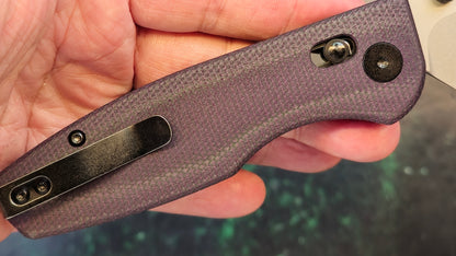 CMB Predator Green (DYED PURPLE) Micarta 14C28N Plain Edge Sandblast Finish (CLOSEOUT - OPENBOX)