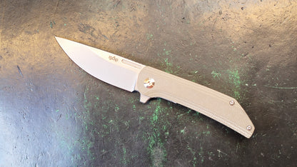 Beyond EDC Custos Tan Micarta Handle VG10 Drop Point Plain Edge (CLOSEOUT - OPEN BOX)