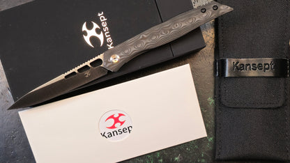 Kansept Lucky Star Linerlock Rose Pattern Carbon Fiber S35VN Plain Edge Satin Finish (NEW - OPEN BOX)