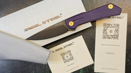 Real Steel Valore Purple G10 Handle Blackwash Nitro-V (NEW - OPEN BOX)