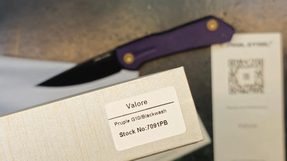 Real Steel Valore Purple G10 Handle Blackwash Nitro-V (NEW - OPEN BOX)