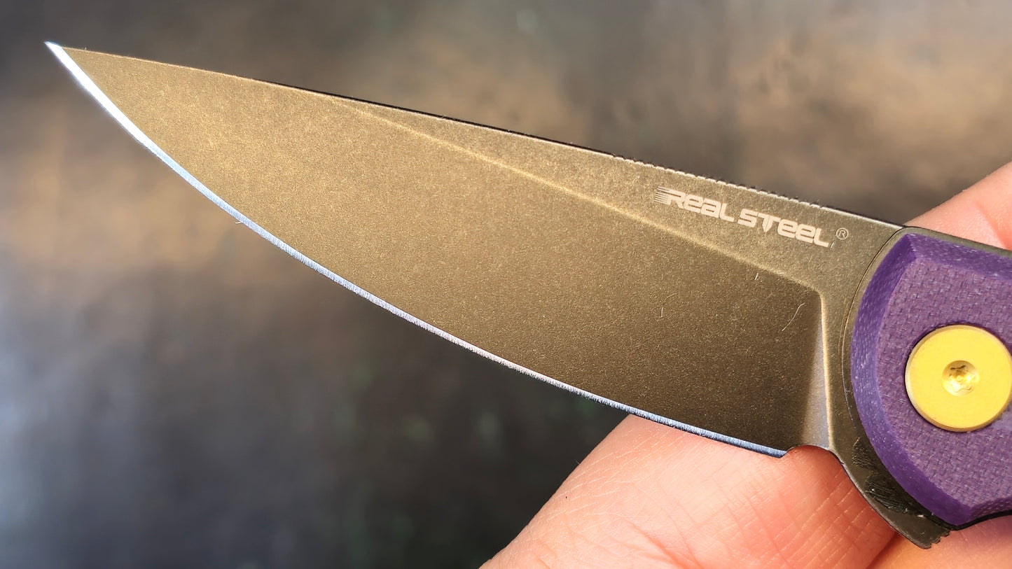 Real Steel Valore Purple G10 Handle Blackwash Nitro-V (NEW - OPEN BOX)