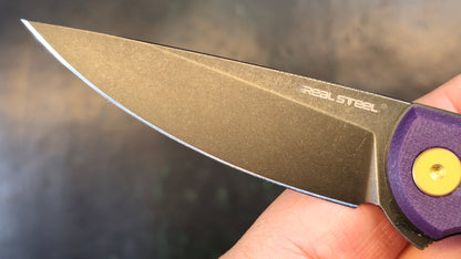 Real Steel Valore Purple G10 Handle Blackwash Nitro-V (NEW - OPEN BOX)