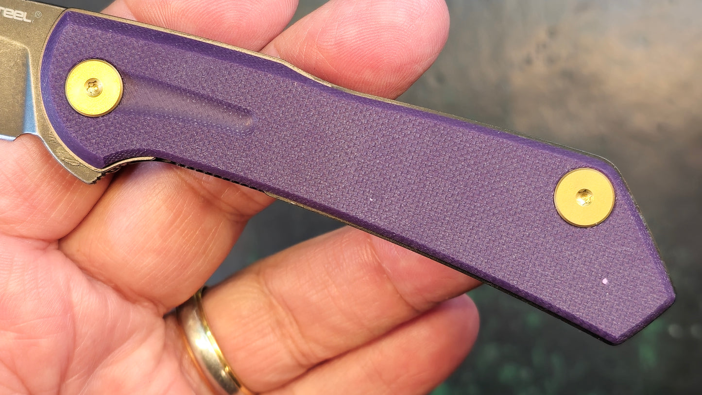 Real Steel Valore Purple G10 Handle Blackwash Nitro-V (NEW - OPEN BOX)