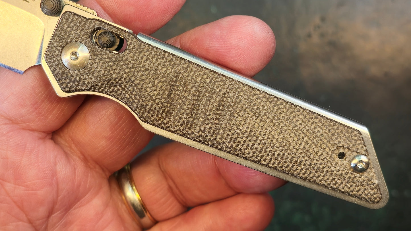 Real Steel Sacra Slide Lock Natural Micarta K110 (New - OPEN BOX)