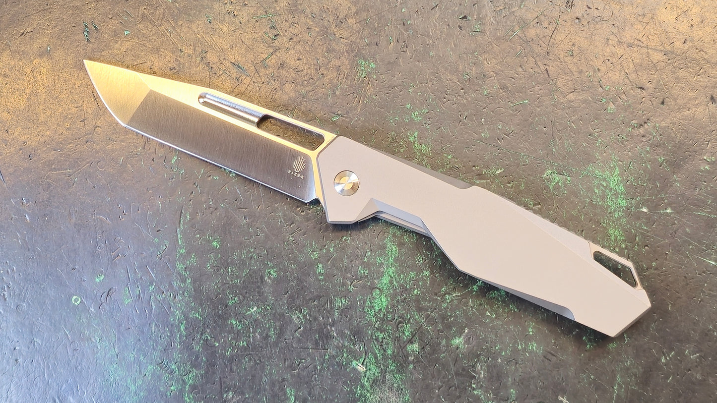 Kizer Beyond Tanto Folding Knife Frame Lock S35VN Blade Titanium Handle (NEW - OPEN BOX)