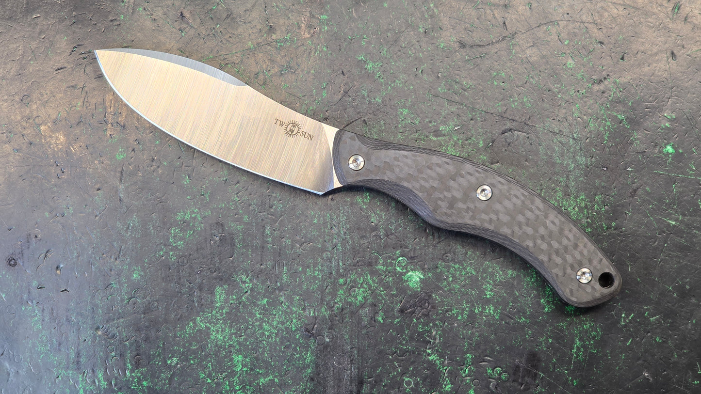 TWOSUN TS558 Fixed Blade Knife Black Carbon Fiber Handle M390 (NEW)