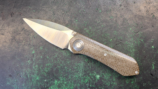 TwoSun TS334 14C28N Linen Micarta Handle Plain Edge (NEW)