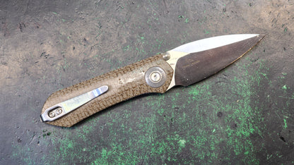 TwoSun TS334 14C28N Linen Micarta Handle Plain Edge (NEW)