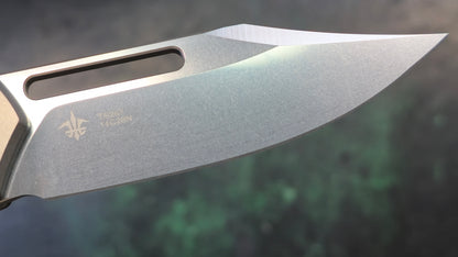TwoSun TS267 Carbon Fiber Titanium Handle 14C28N Stonewashed Plain Edge (USED)