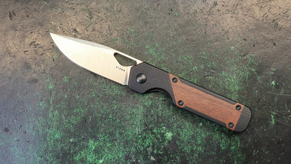 Kizer Mini Militaw Folding Knife G10/Mkuruti Wood Handle Nitro-V (NEW - OPEN BOX)
