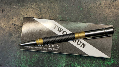 TWOSUN PEN06 TACTICAL POCKET PEN TITANIUM BRASS CARBON FIBER ALLOY BODY (NEW)