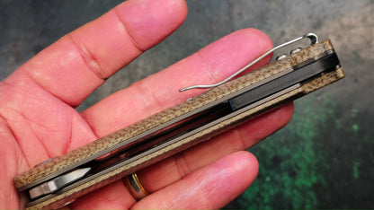TWOSUN TS159 Brown Linen Micarta Handle D2 Plain Edge (NEW)