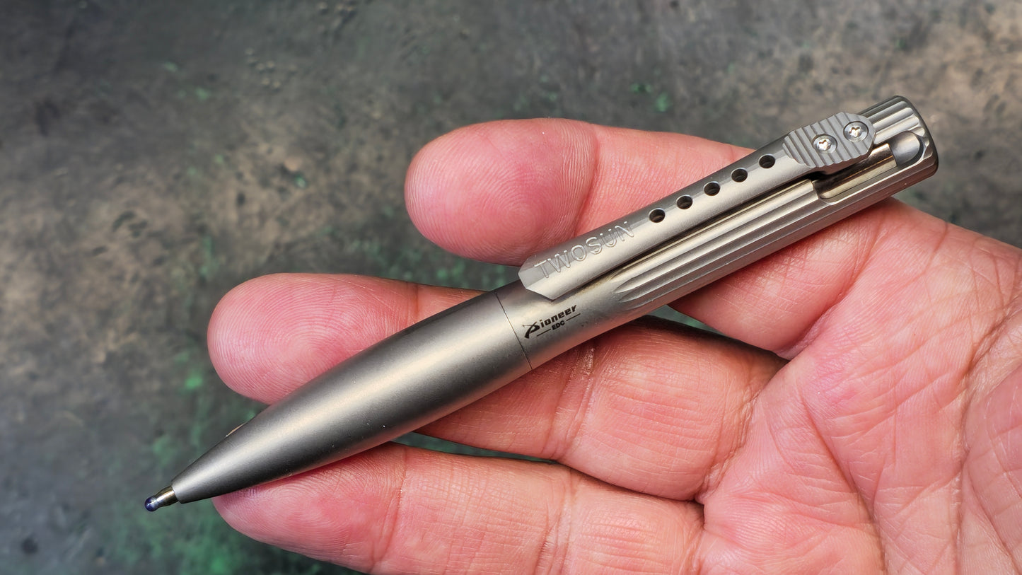 TWOSUN PEN26 Tactical Bolt Action Pen Titanium Body Black Ink (NEW)