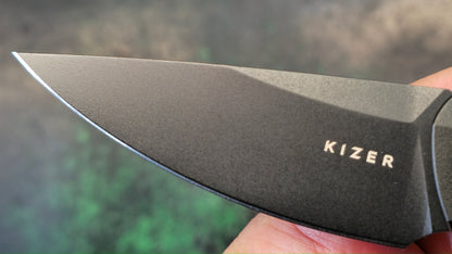 Kizer Mini Momo Black Aluminum/Micarta Handle 154CM Drop Point Plain Black Blade (NEW)