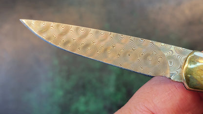 TWOSUN TS252 SLIPJOINT Dimascus Hard wood Brass (NEW)