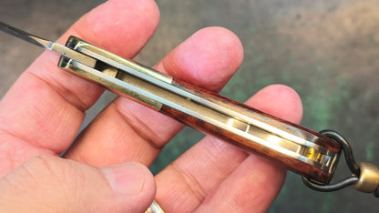 TWOSUN TS252 SLIPJOINT Dimascus Hard wood Brass (NEW)
