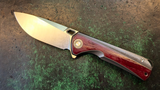 TWOSUN TS419 Rihe Design Titanium/Red "LINEN" Micarta Handle D2 (NEW)
