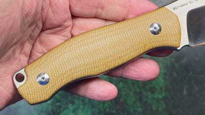 Sixleaf SL-63 Fixed Blade Brown Micarta Crowned 9Cr14MoV NEW - OPEN BOX)