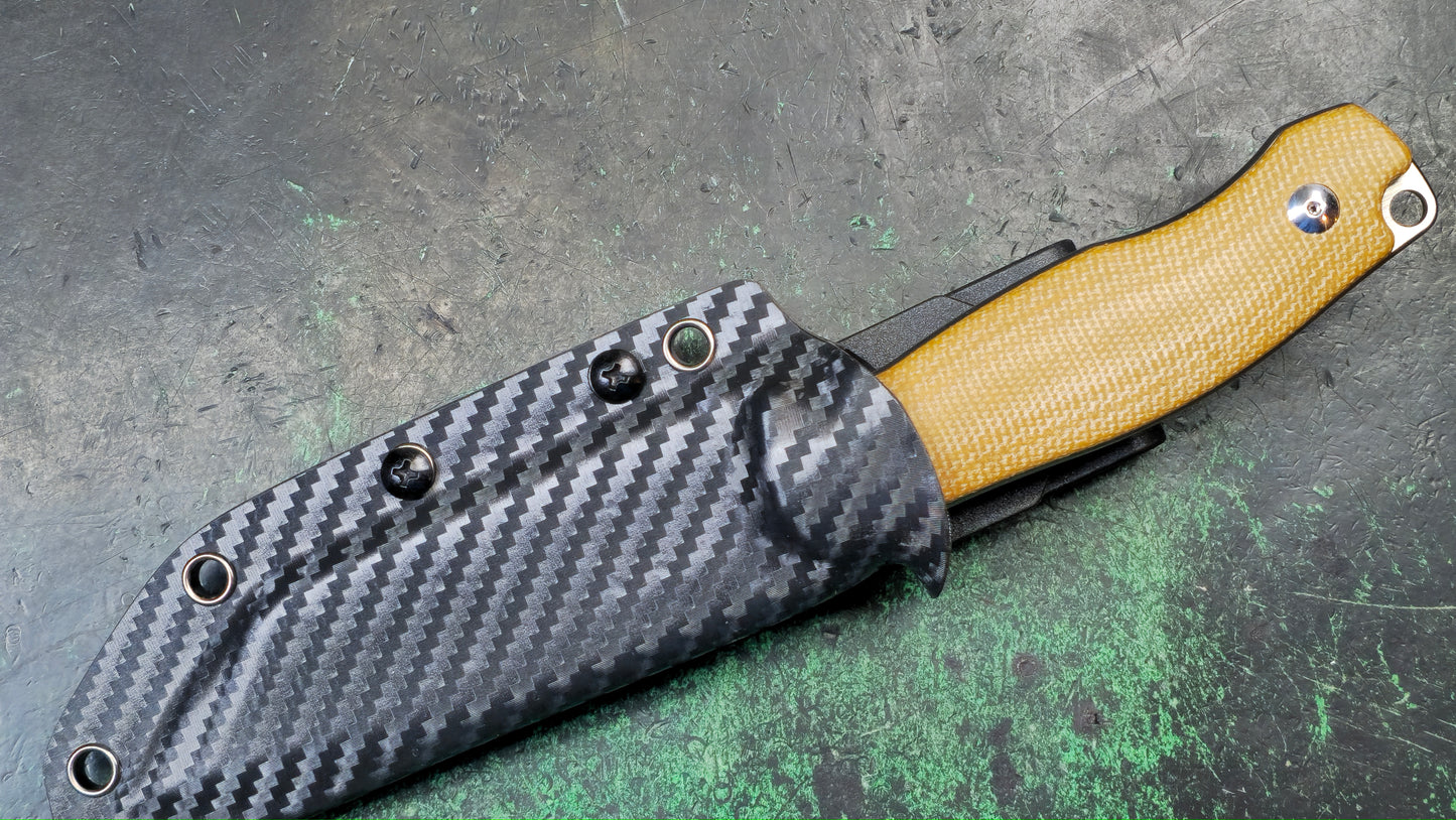 Sixleaf SL-63 Fixed Blade Brown Micarta Crowned 9Cr14MoV NEW - OPEN BOX)