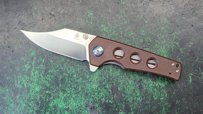 Kizer Junges Flipper 3.06" N690 Satin Bowie Brown Micarta (NEW - NO BOX)