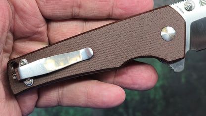 Kizer Junges Flipper 3.06" N690 Satin Bowie Brown Micarta (NEW - NO BOX)