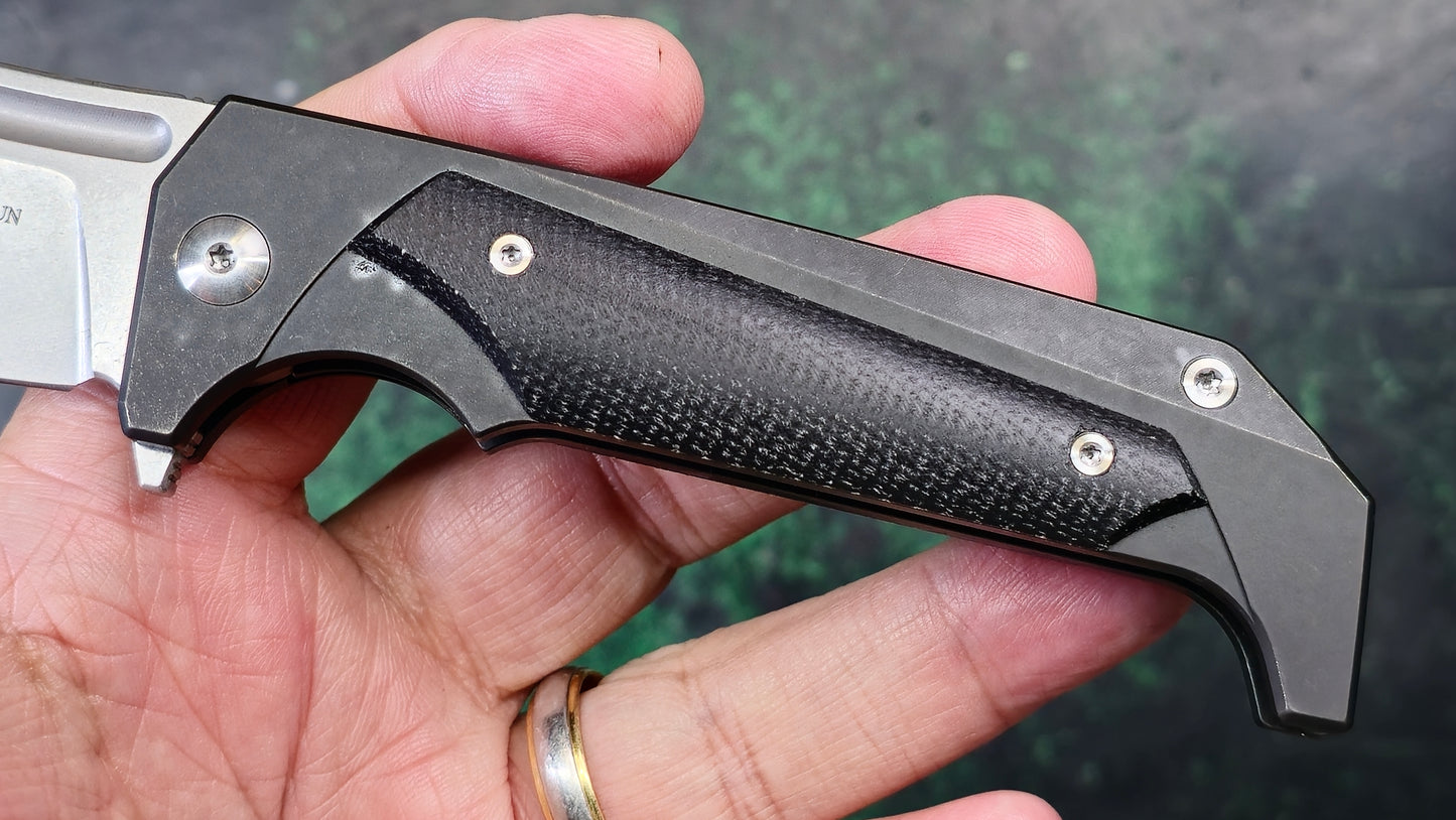 TWOSUN TS442 Black Micarta Titanium Handle N690 (NEW)