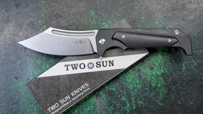 TWOSUN TS442 Black Micarta Titanium Handle N690 (NEW)