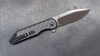 Kizer Assassin Pocket Knife, 3.04" 154CM Steel Blade, Black Carbon Fiber and G10 (NEW)