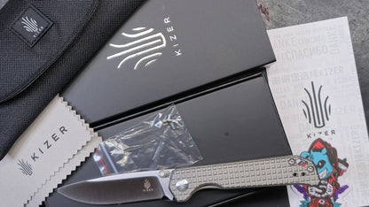 KIZER BEGLIETER MINI Frag Titanium Handle with M390 (NEW)