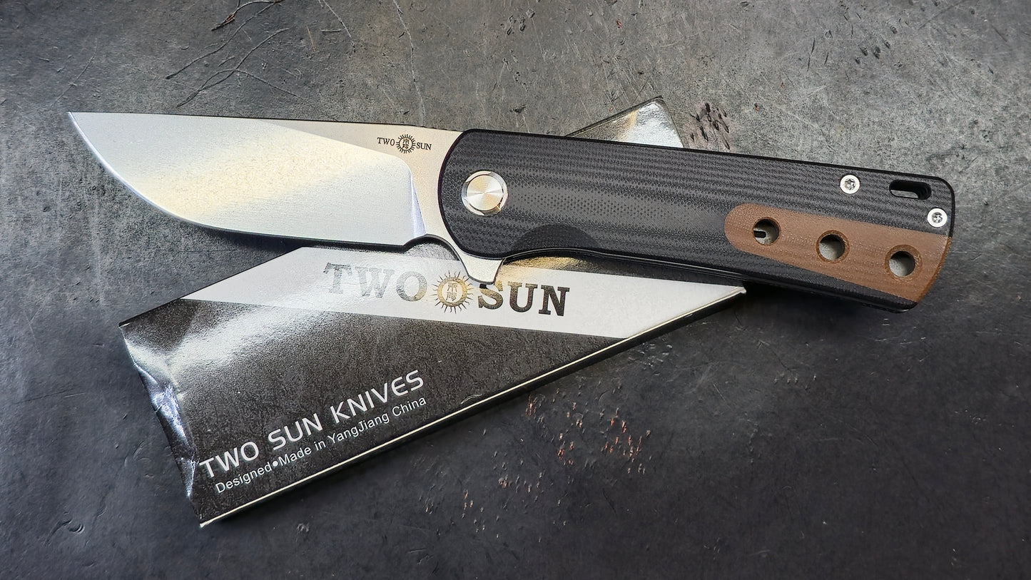 TWOSUN TS516 Black/Brown G10 Handle 14C28N