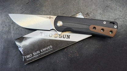TWOSUN TS516 Black/Brown G10 Handle 14C28N