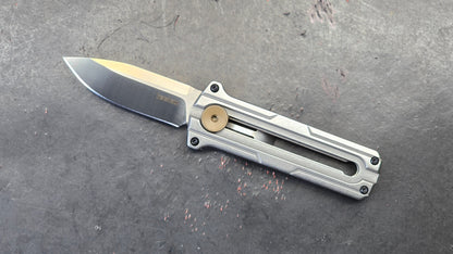 KERSHAW Cybernet Manual Sliding Button Gray Stainless Steel Handle D2 Spear Point (NEW)