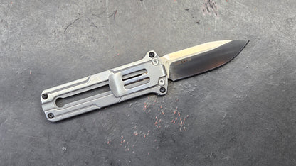 KERSHAW Cybernet Manual Sliding Button Gray Stainless Steel Handle D2 Spear Point (NEW)