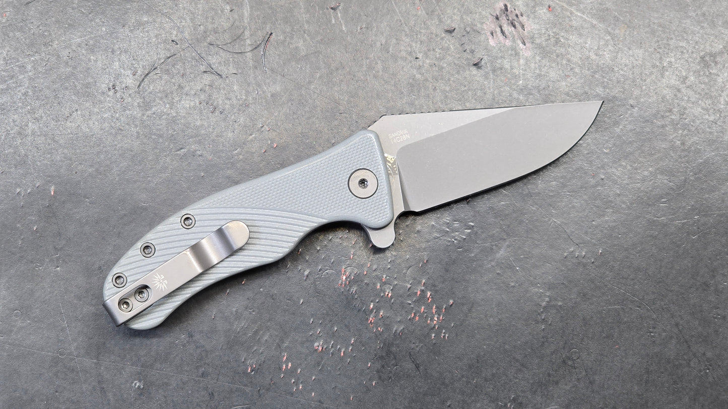 Off-Grid Knives Baby Rhino DLC COATED Sandvik 14C28N Gray G10 (NEW)