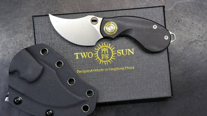 TwoSun TS520 Micro Mini Fixed Blade Black Micarta K110 (NEW)